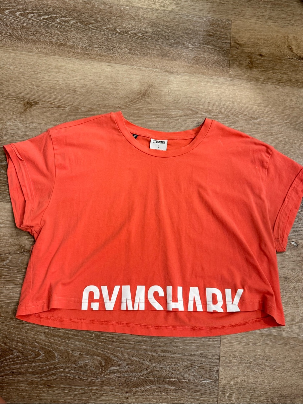 Gymshark Coral Crop Tee with White Logo